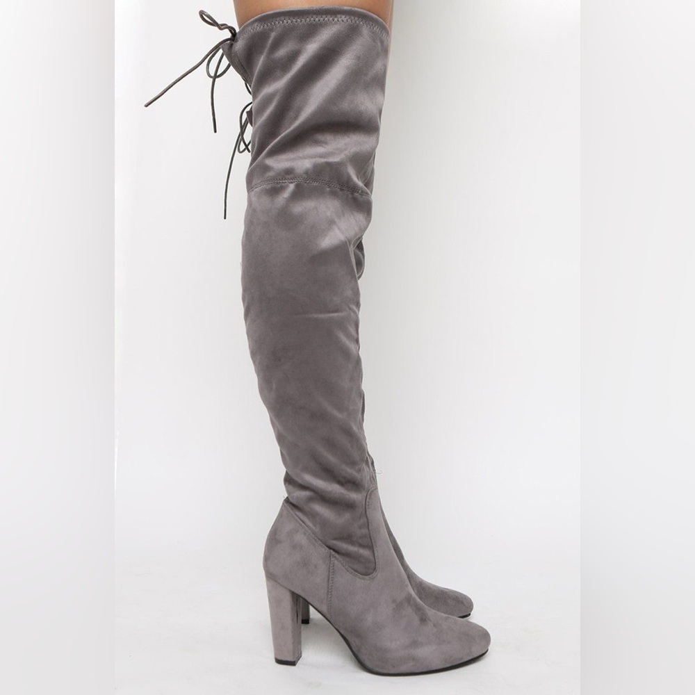 NanaMacs Wild Diva The Charleston Thigh High Boot (grey) Size 5.5